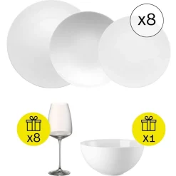 Ikonisches Tafelservice für 8, 24-tlg. Geschirr-Set mit Geschenk