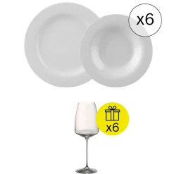 Ikonisches Tafelservice für 6, 12-tlg. Geschirr-Set mit Geschenk
